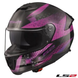 LS2 Stream II Lux Matte Black/Pink Full Face Street Motorcycle Helmet