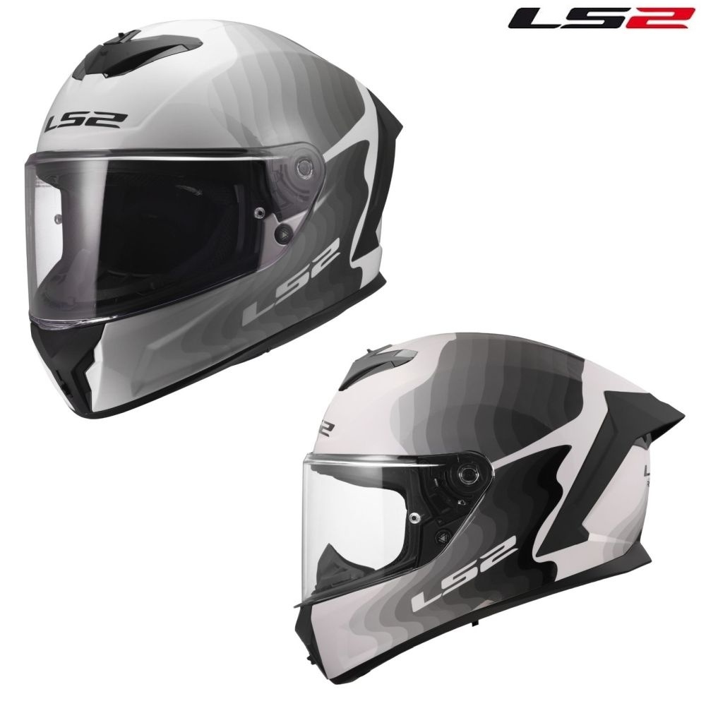 LS2 Rapid III Flow Gloss White/Gray/Black Full Face Street Motorcycle Helmet