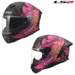 LS2 Rapid III Poppies Matte Black/Pink Full Face Street Motorcycle Helmet