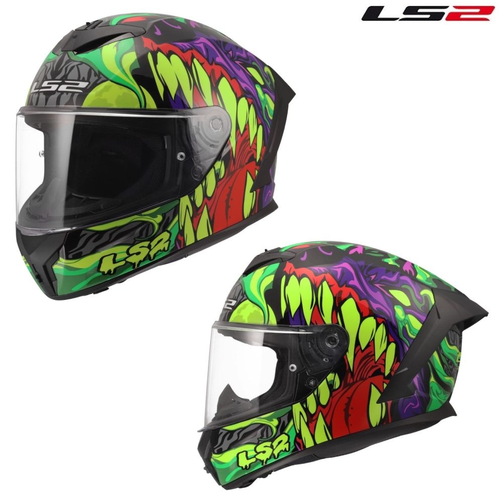 LS2 Rapid III Lycant Gloss Black/Green/Purple Full Face Street Motorcycle Helmet