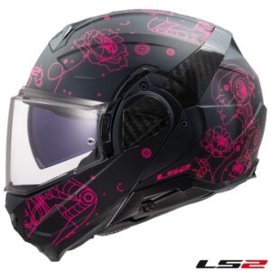 LS2 Advant II Sophia Matte Black/Pink Modular Street Motorcycle Helmet