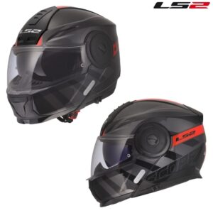 LS2 Horizon II Hamr Gloss Black/Titanium/Red Modular Street Motorcycle Helmet