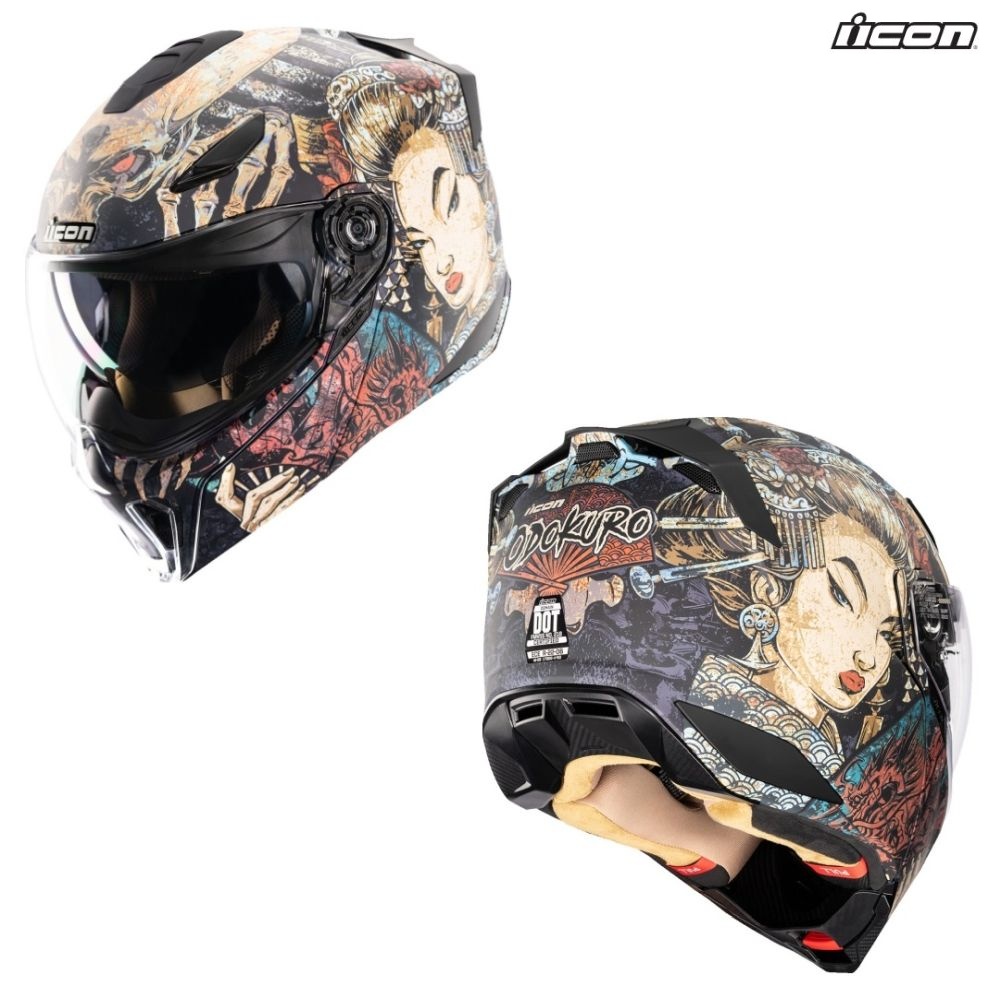 Icon Threshold Odokuro Black Modular Street Motorcycle Helmet - Pick Size