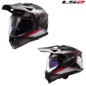 LS2 Blaze II 100th Meridian Dual Sport Motorcycle Helmet Gloss Black/Gray/Red