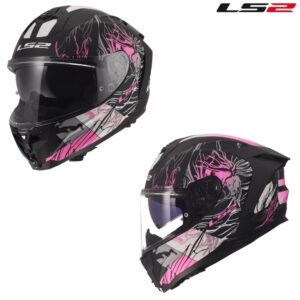 LS2 Challenger II Darflo Full Face Street Motorcycle Helmet Matte Black/Pink
