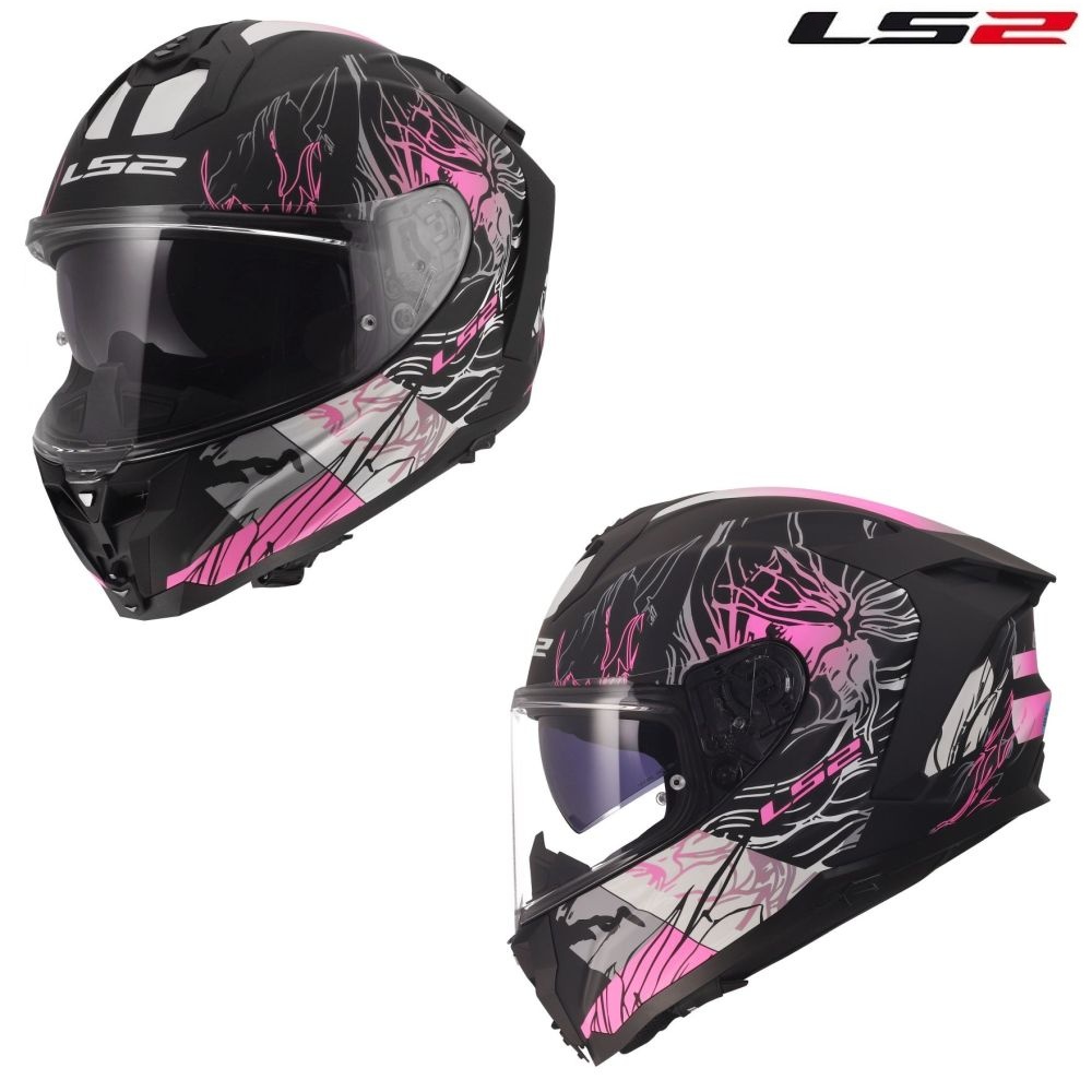 LS2 Challenger II Darflo Full Face Street Motorcycle Helmet Matte Black/Pink
