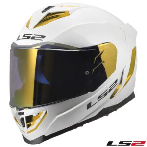LS2 Assault III Solid Full Face Street Motorcycle Helmet Gloss White/Gold