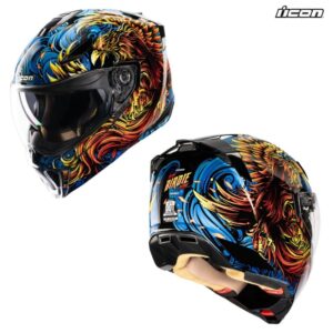 Icon Threshold Burn Birdie Burn Blue Modular Street Motorcycle Helmet