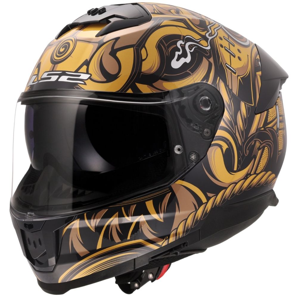 LS2 Stream II Samurai Gloss Black/Gold Full Face Street Motorcycle Helmet - Image 3