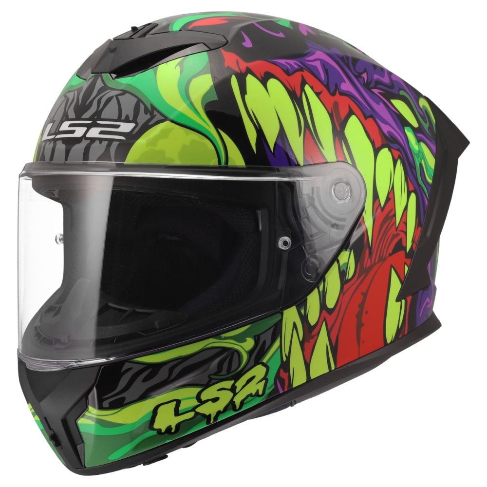 LS2 Rapid III Lycant Gloss Black/Green/Purple Full Face Street Motorcycle Helmet - Image 3