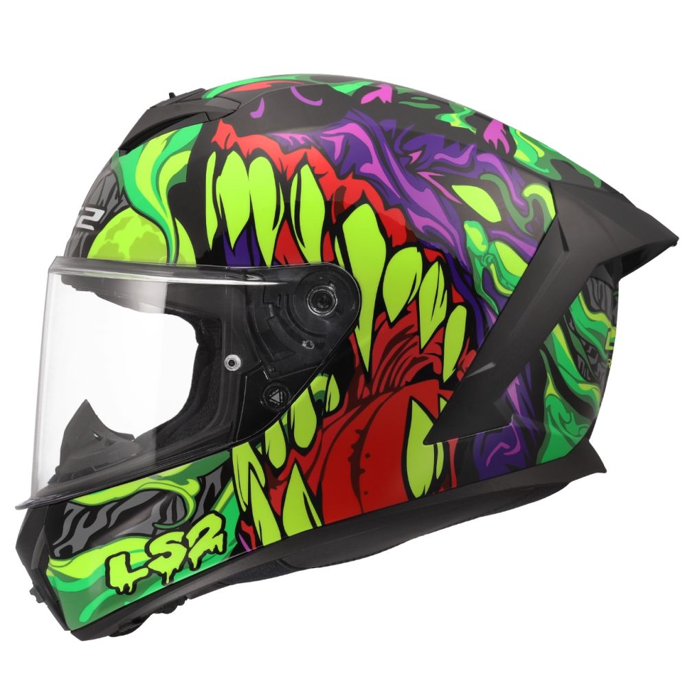 LS2 Rapid III Lycant Gloss Black/Green/Purple Full Face Street Motorcycle Helmet - Image 4