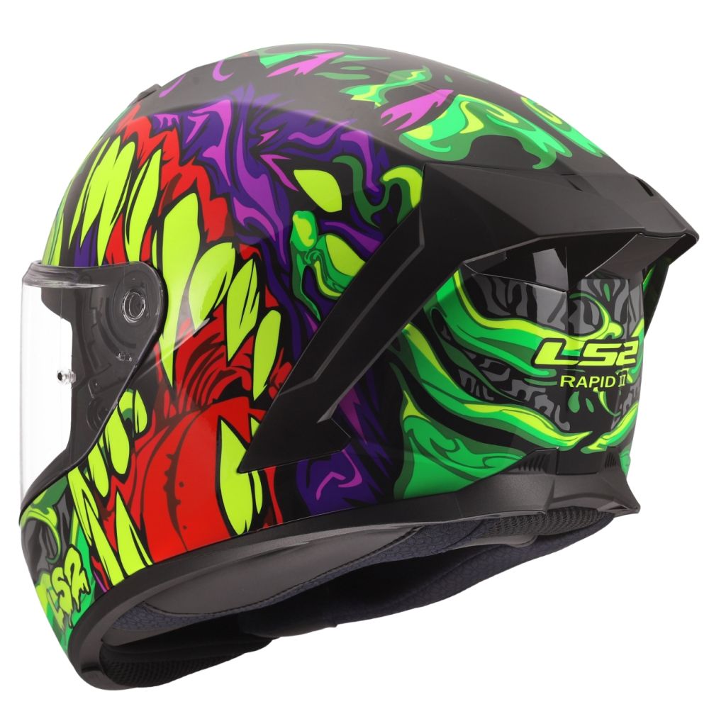LS2 Rapid III Lycant Gloss Black/Green/Purple Full Face Street Motorcycle Helmet - Image 7