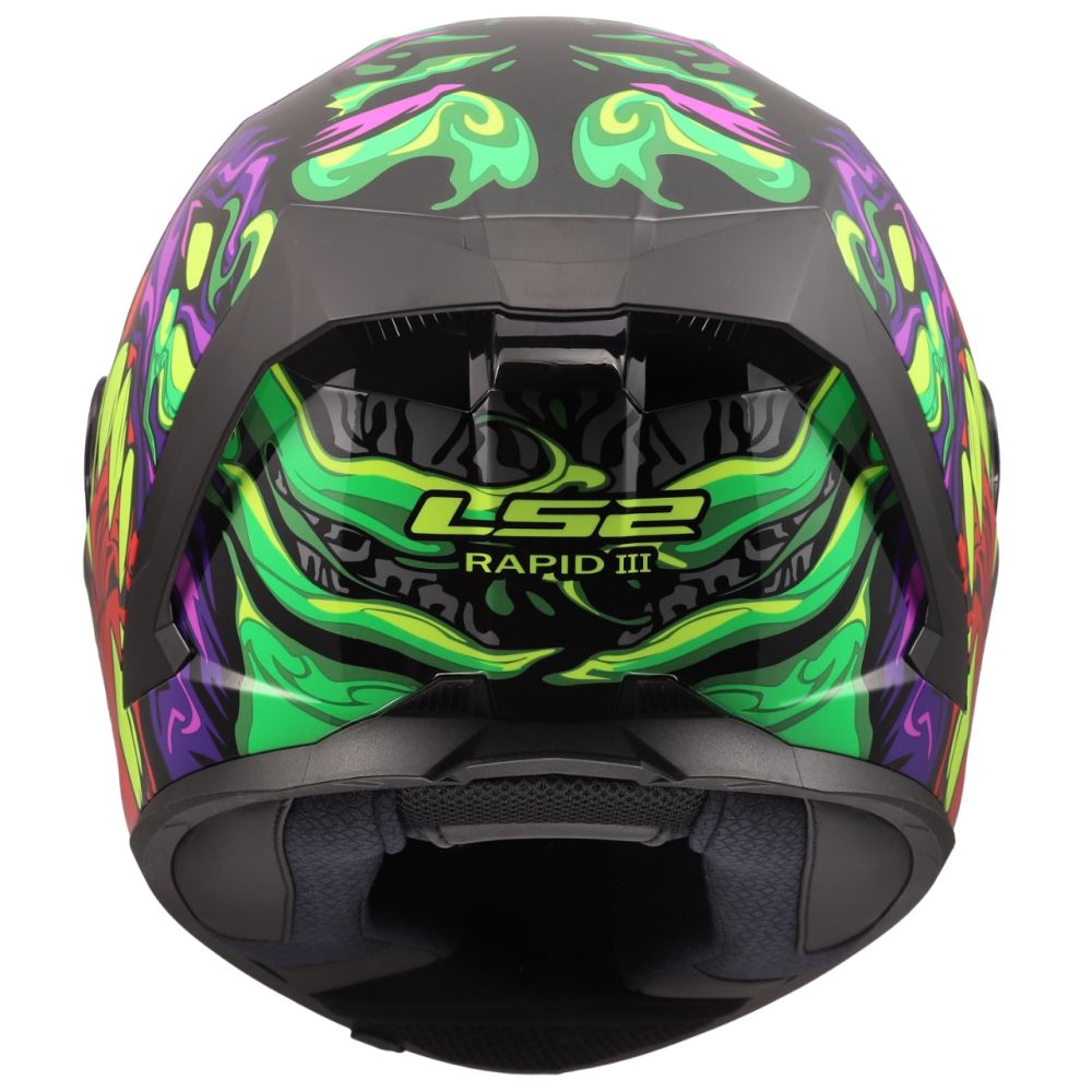 LS2 Rapid III Lycant Gloss Black/Green/Purple Full Face Street Motorcycle Helmet - Image 6