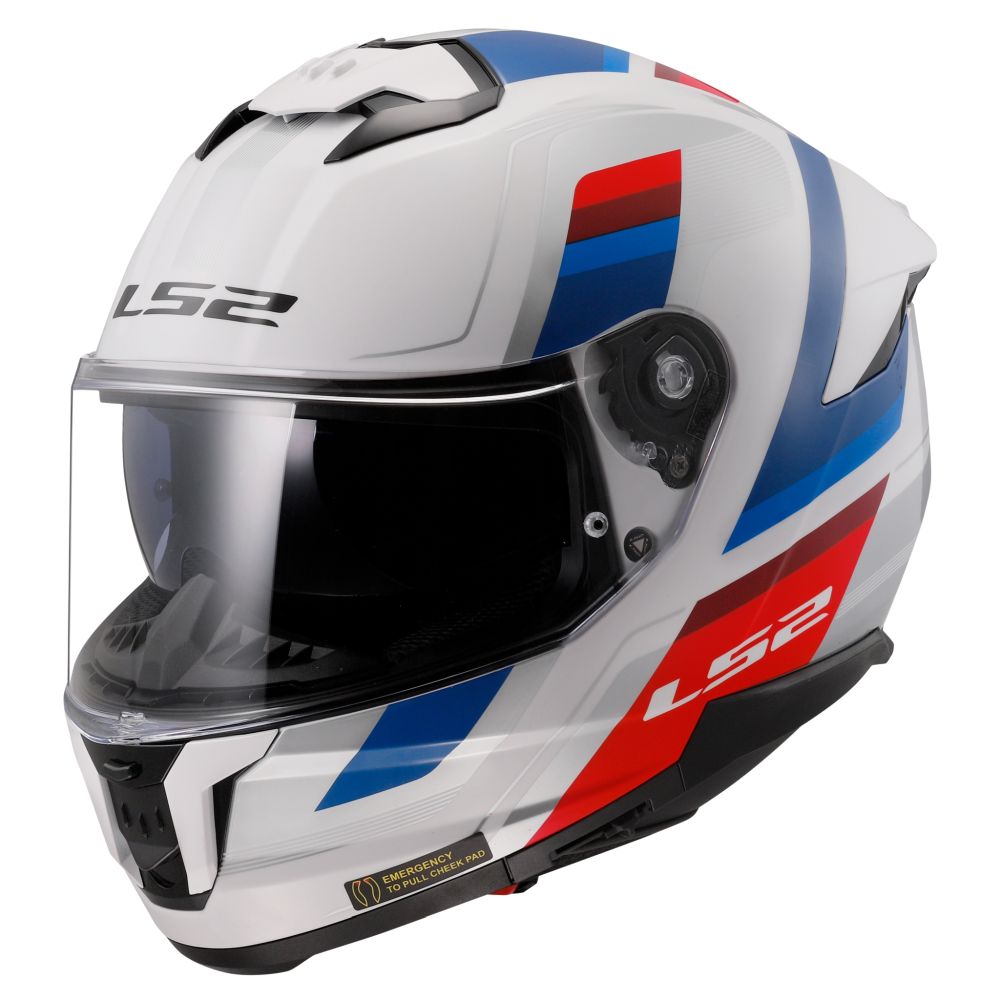 LS2 Stream II Vintage Gloss White/Blue/Red Full Face Street Motorcycle Helmet - Image 3