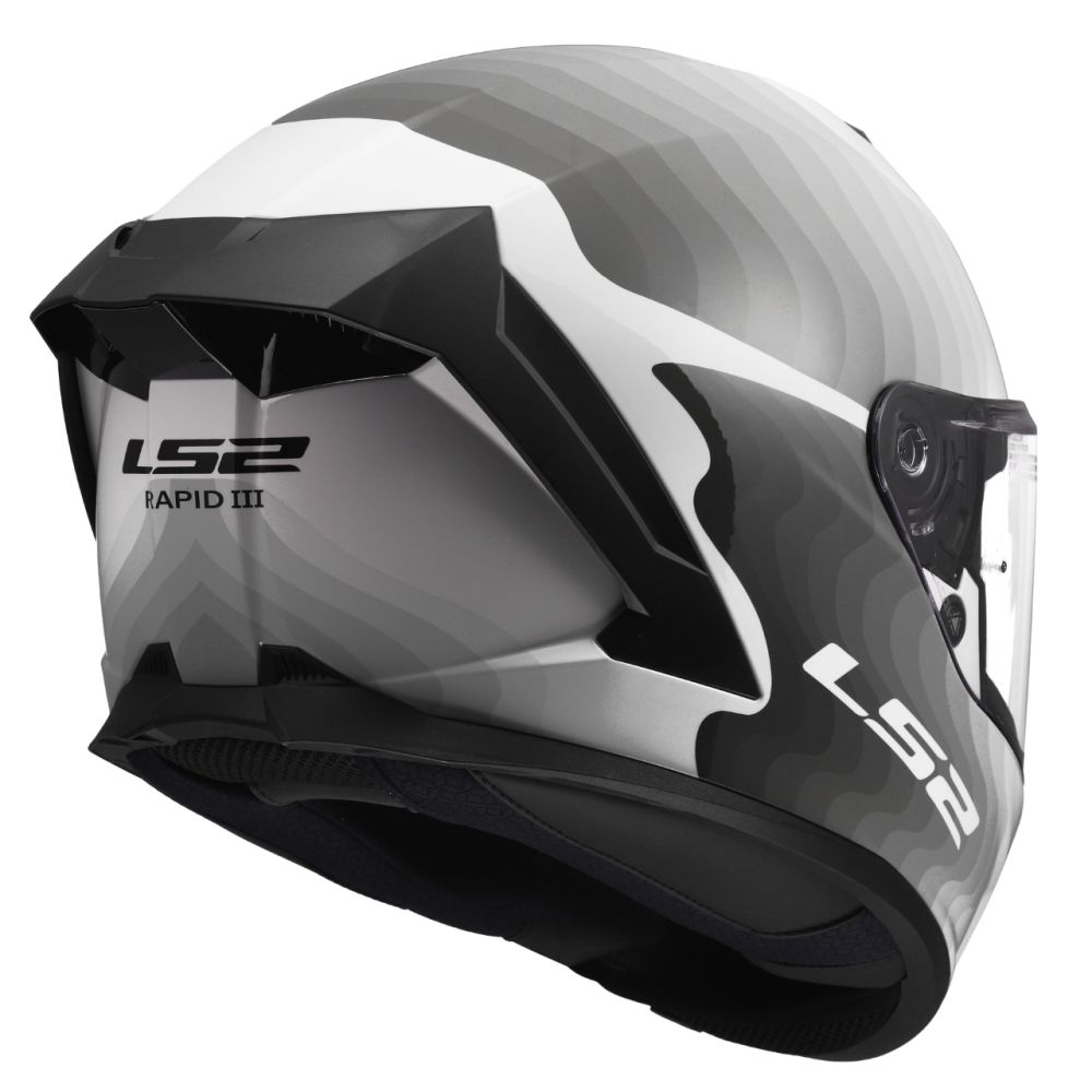LS2 Rapid III Flow Gloss White/Gray/Black Full Face Street Motorcycle Helmet - Image 7