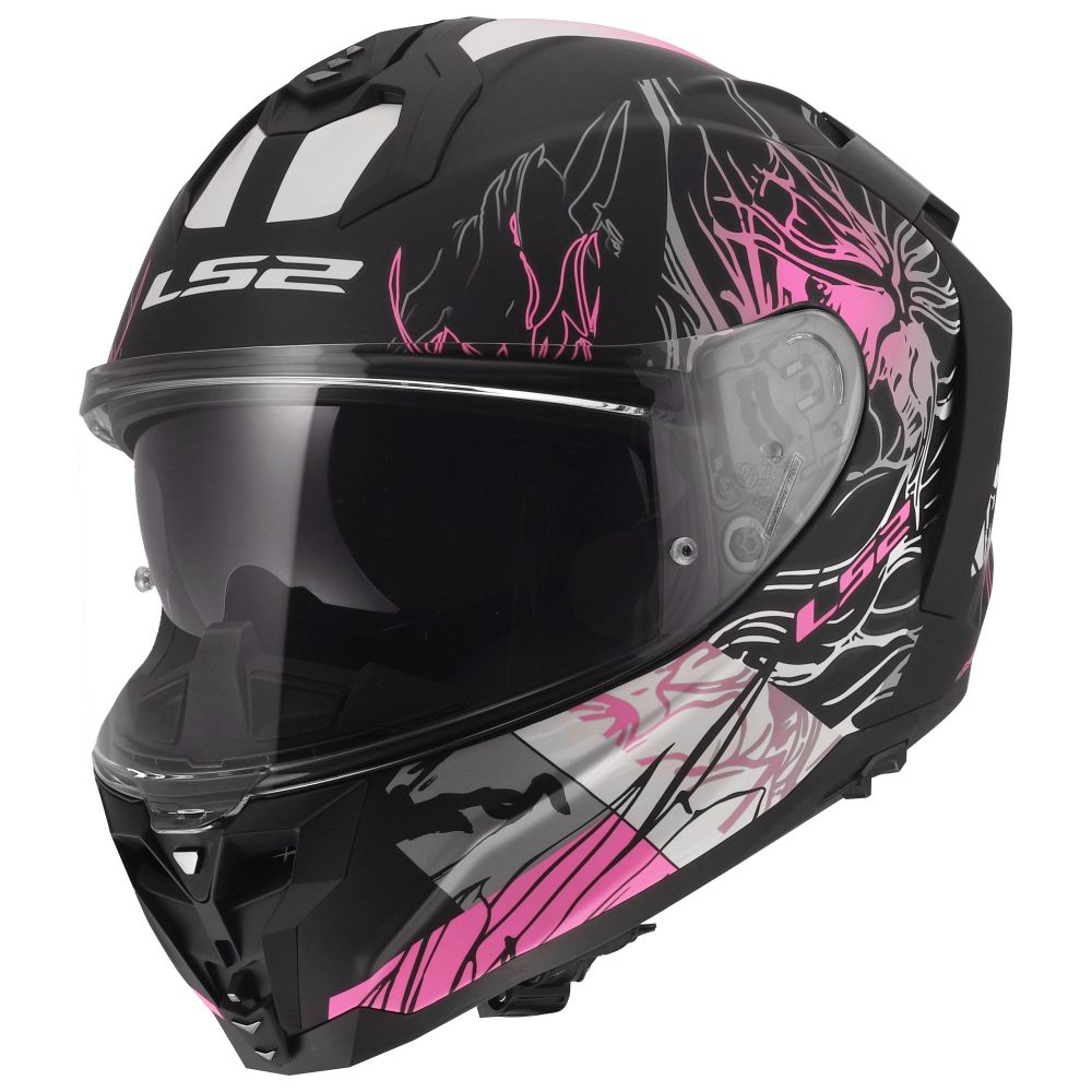 LS2 Challenger II Darflo Full Face Street Motorcycle Helmet Matte Black/Pink - Image 3