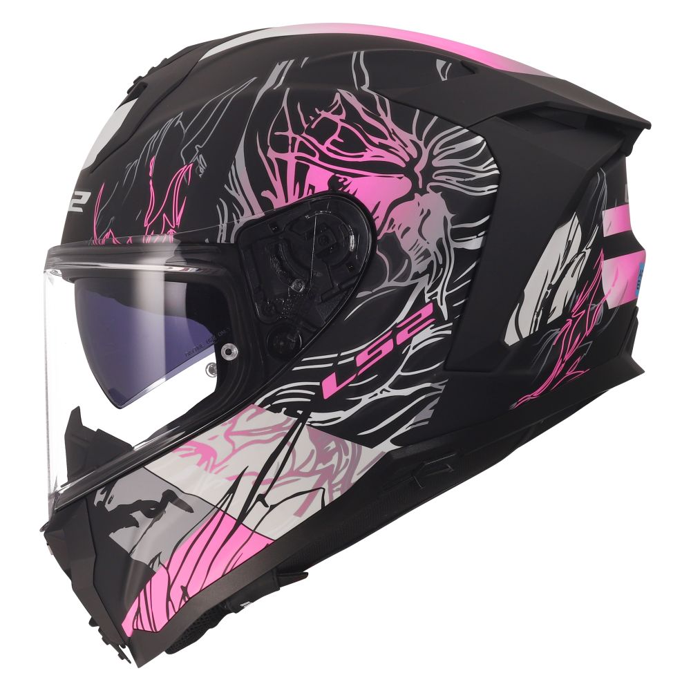 LS2 Challenger II Darflo Full Face Street Motorcycle Helmet Matte Black/Pink - Image 4