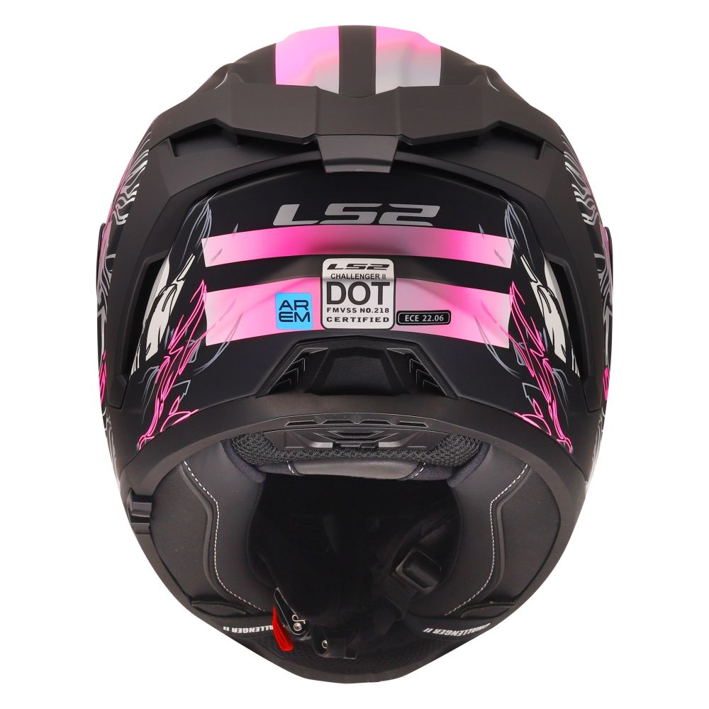 LS2 Challenger II Darflo Full Face Street Motorcycle Helmet Matte Black/Pink - Image 6