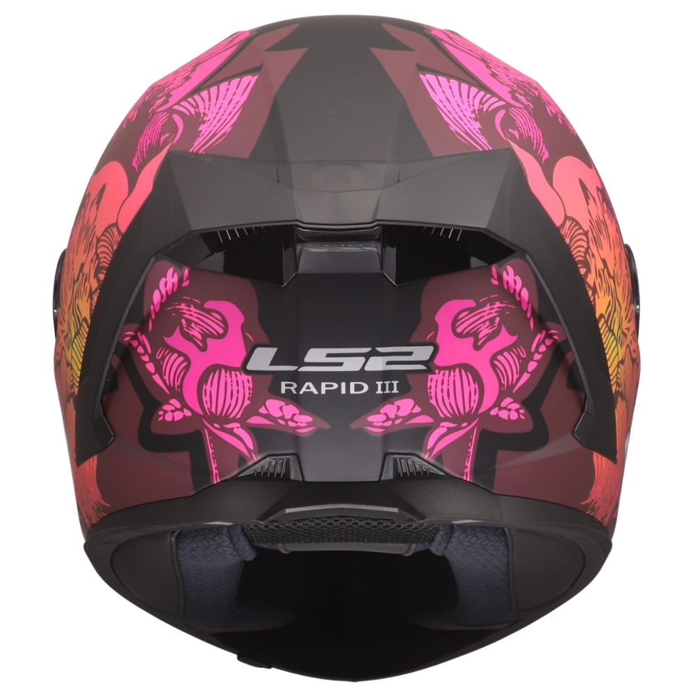 LS2 Rapid III Poppies Matte Black/Pink Full Face Street Motorcycle Helmet - Image 7
