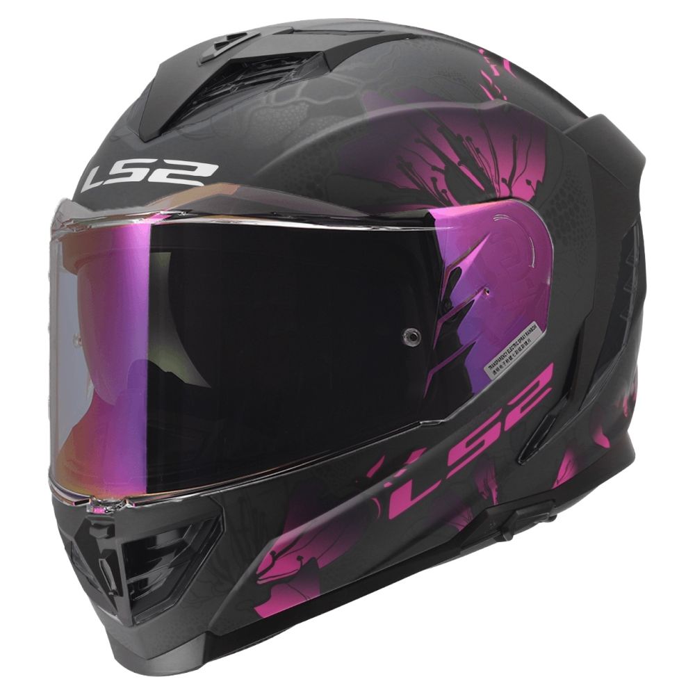LS2 Assault III Burst Matte Black/Purple Full Face Street Motorcycle Helmet - Image 3