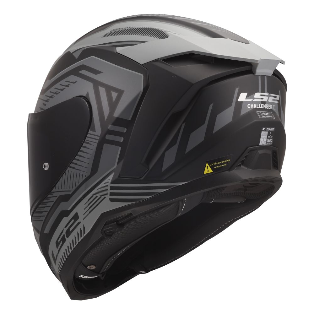 LS2 Challenger II Dravix Matte Gray/Black Full Face Street Motorcycle Helmet - Image 6