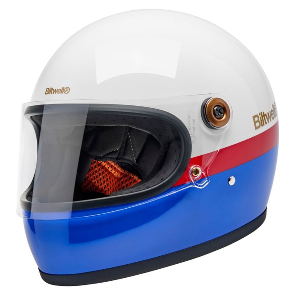 Biltwell Gringo S Apex Full Face Street Motorcycle Helmet White/Red/Blue - Image 3