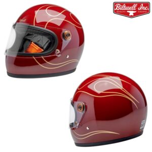 Biltwell Gringo S Flames Full Face Street Motorcycle Helmet Gloss Garnet Red