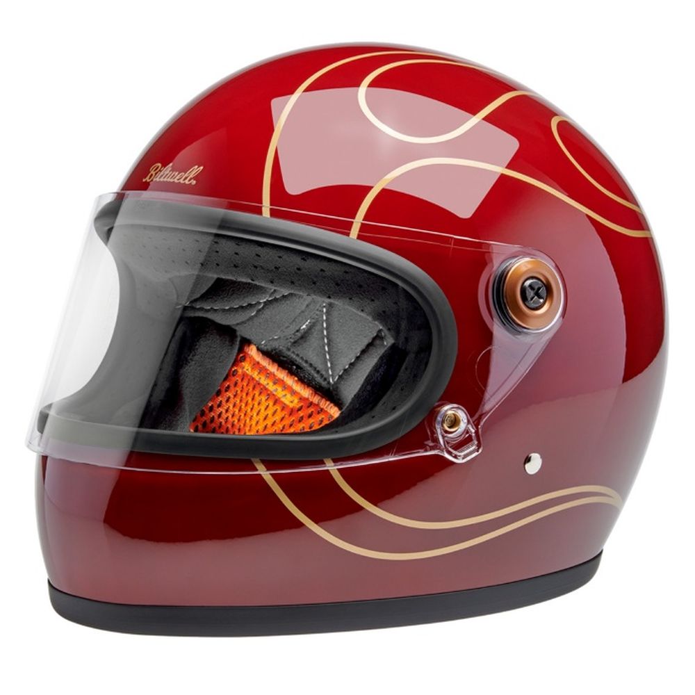 Biltwell Gringo S Flames Full Face Street Motorcycle Helmet Gloss Garnet Red - Image 3