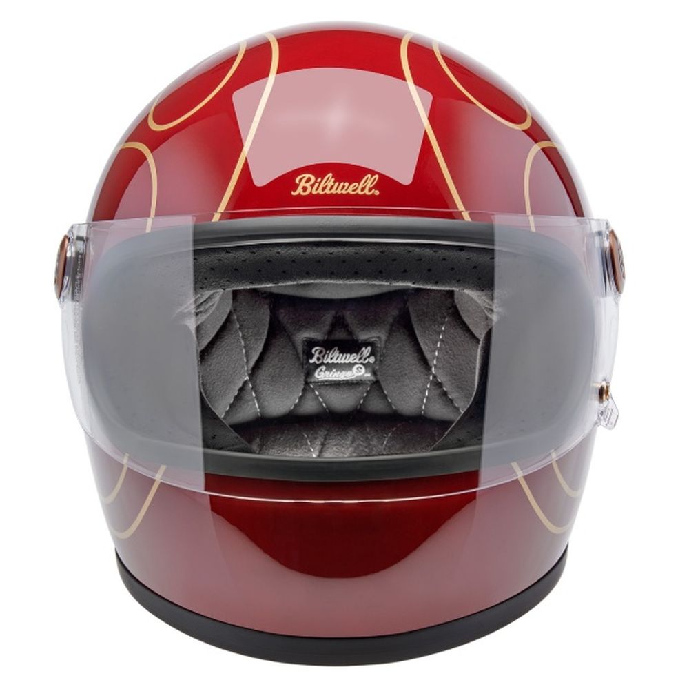 Biltwell Gringo S Flames Full Face Street Motorcycle Helmet Gloss Garnet Red - Image 5