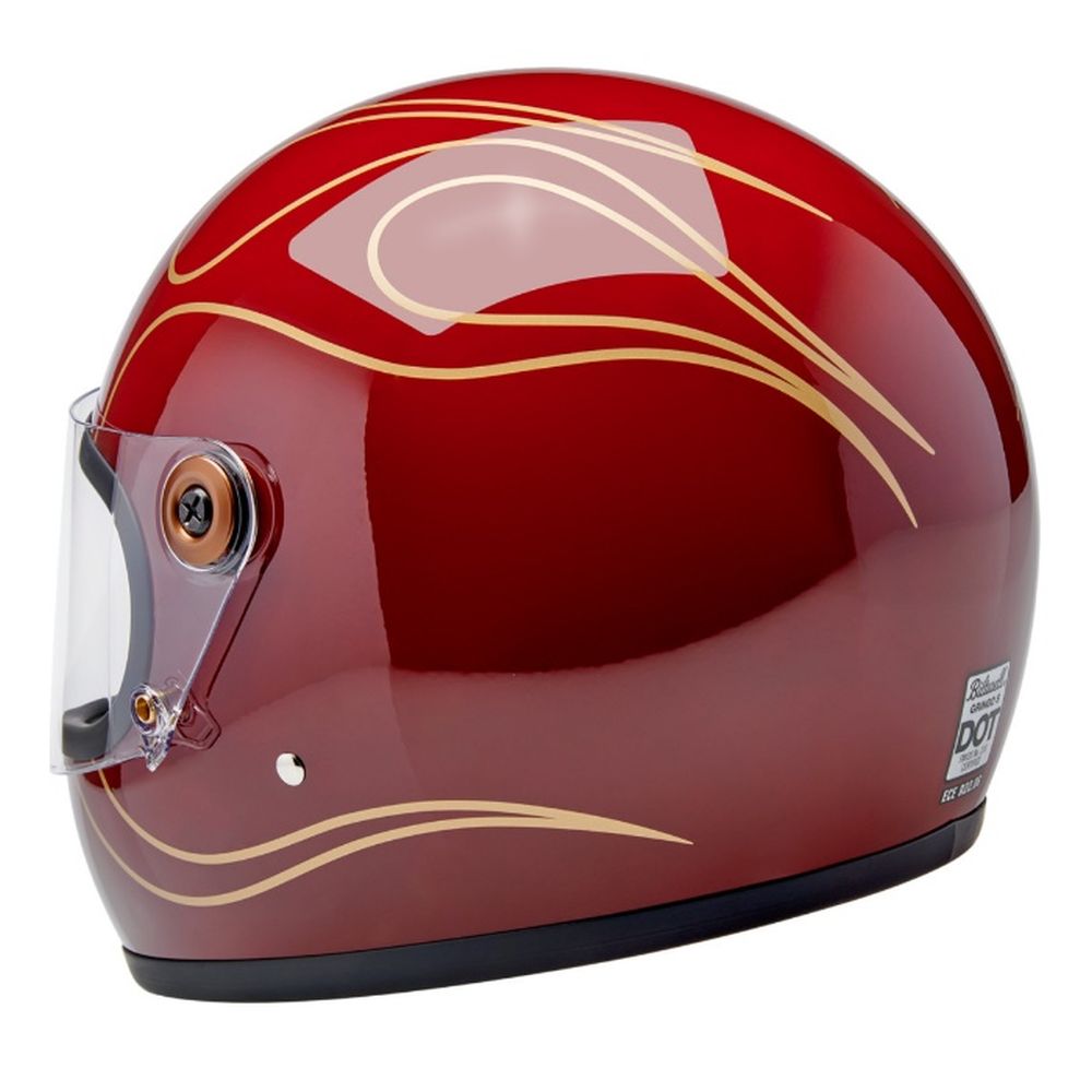 Biltwell Gringo S Flames Full Face Street Motorcycle Helmet Gloss Garnet Red - Image 6