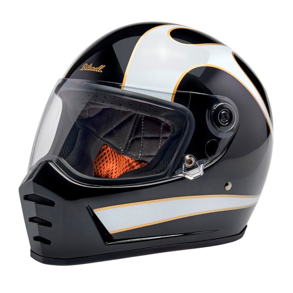 Biltwell Lane Splitter Flames Full Face Motorcycle Helmet Gloss Black/White - Image 3