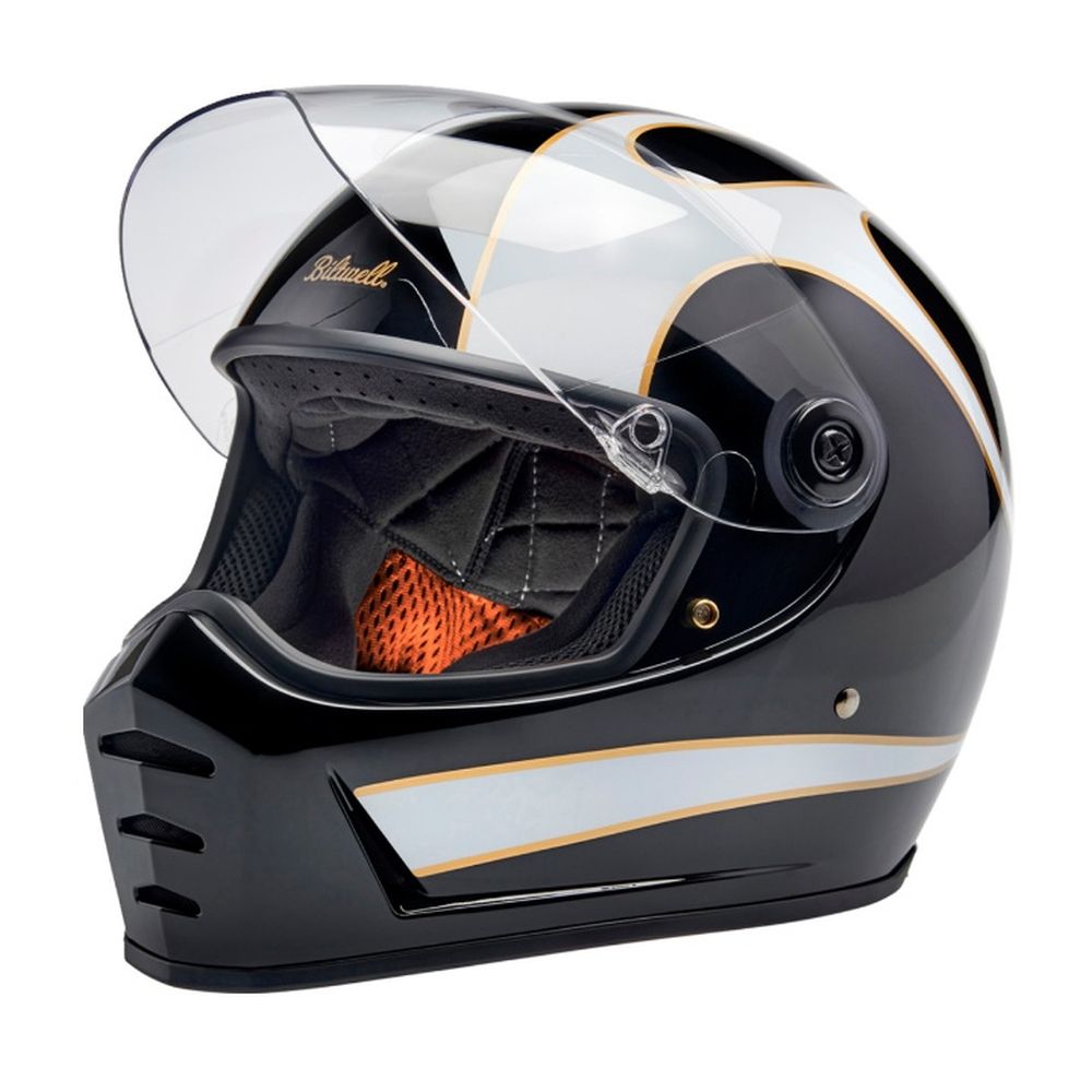Biltwell Lane Splitter Flames Full Face Motorcycle Helmet Gloss Black/White - Image 4