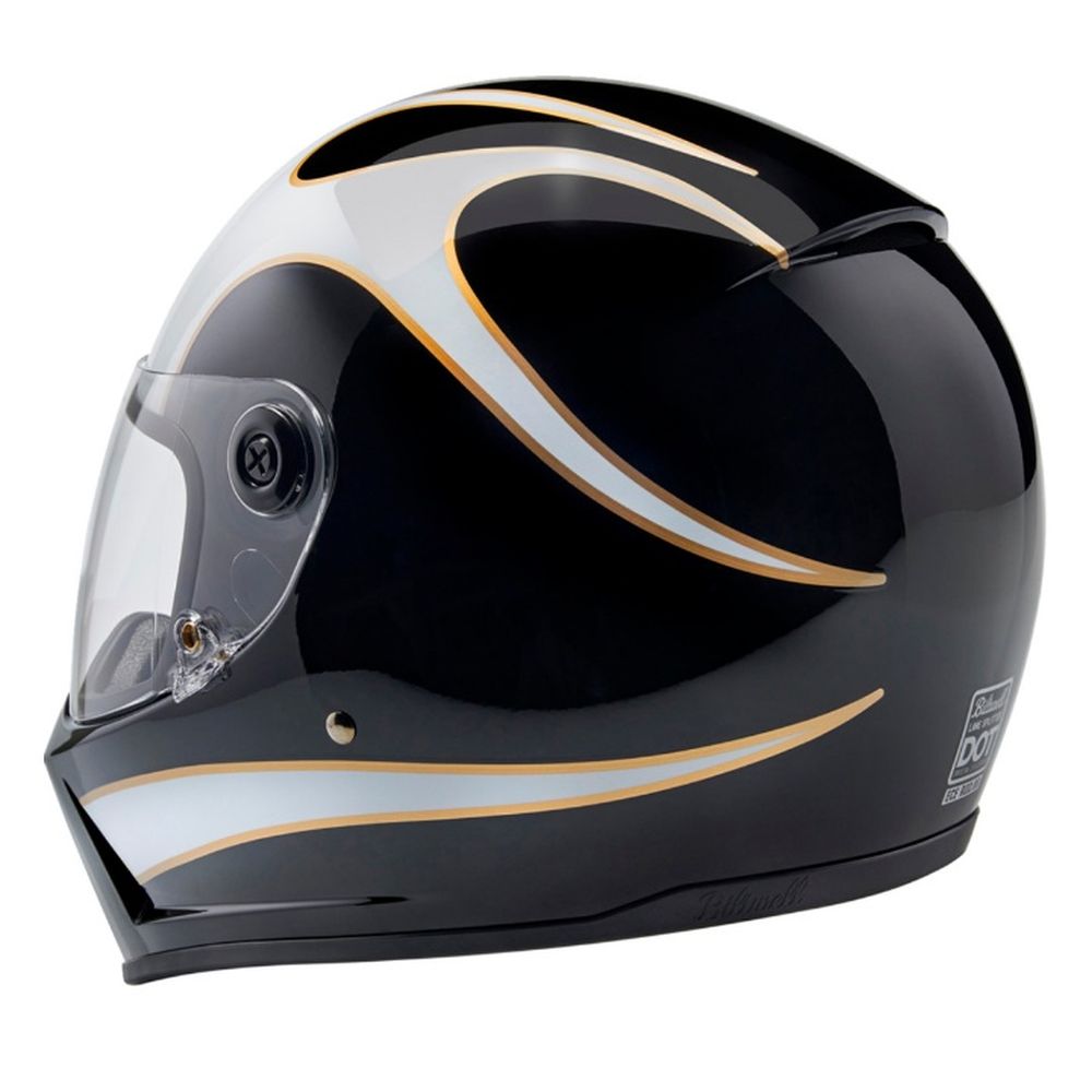 Biltwell Lane Splitter Flames Full Face Motorcycle Helmet Gloss Black/White - Image 6