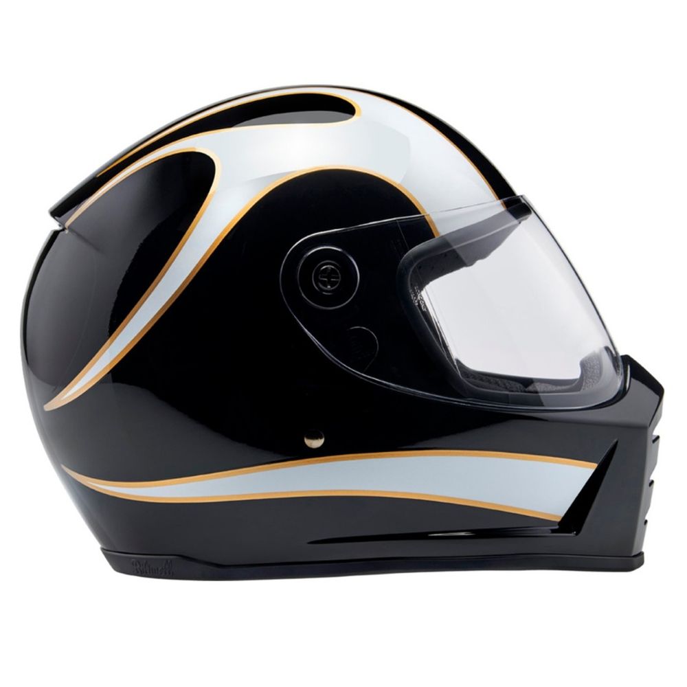 Biltwell Lane Splitter Flames Full Face Motorcycle Helmet Gloss Black/White - Image 5